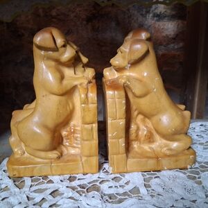 Vintage Chalkware Dog Bookends